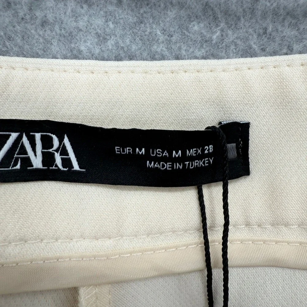 ZARA Cream High Waisted‎ Tailored Trousers Pants Women Medium No Wrinkle